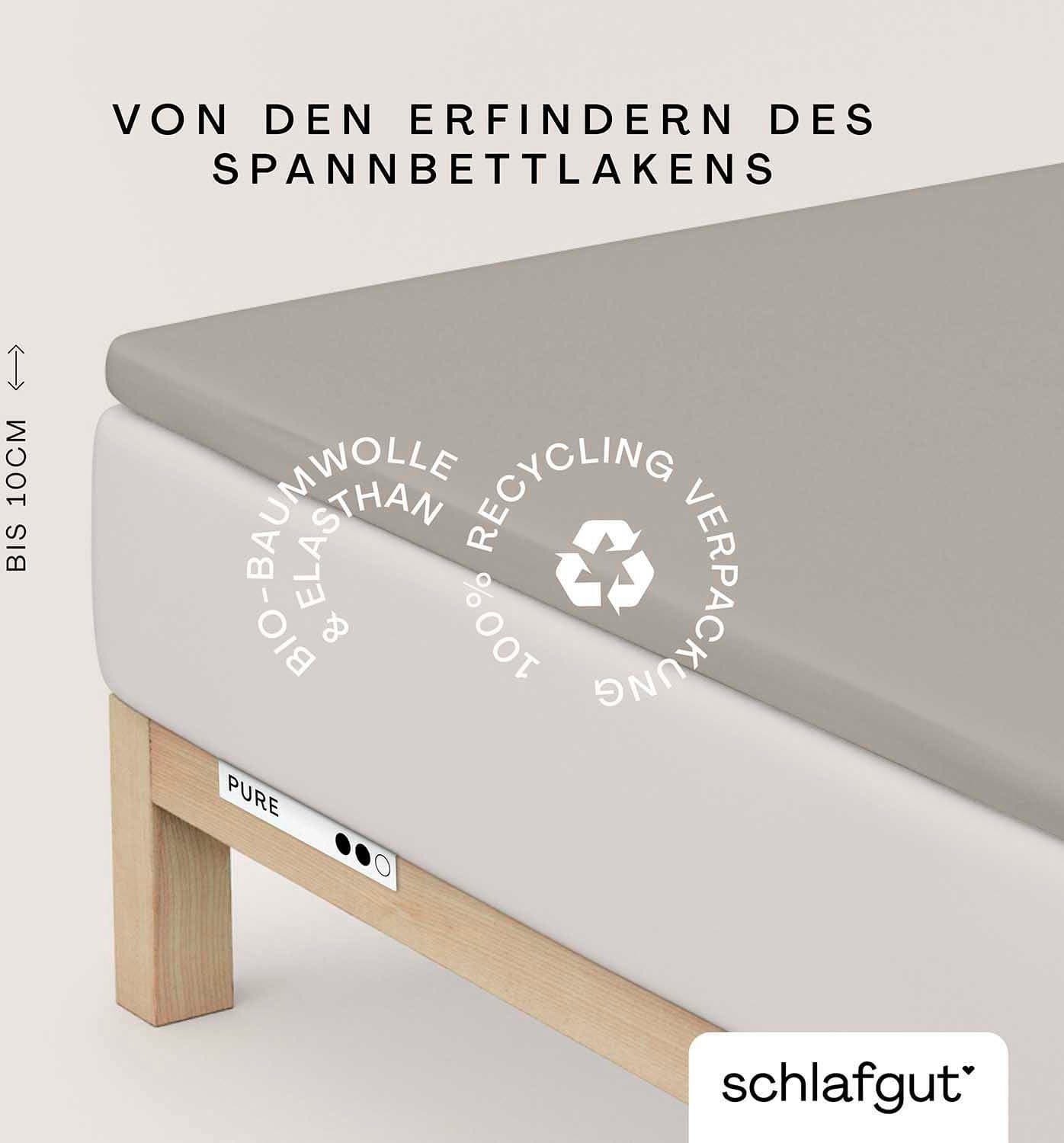 Schlafgut Spannbettlaken PURE TOPPER Bio-Baumwolle Beige Jersey - Bild 2