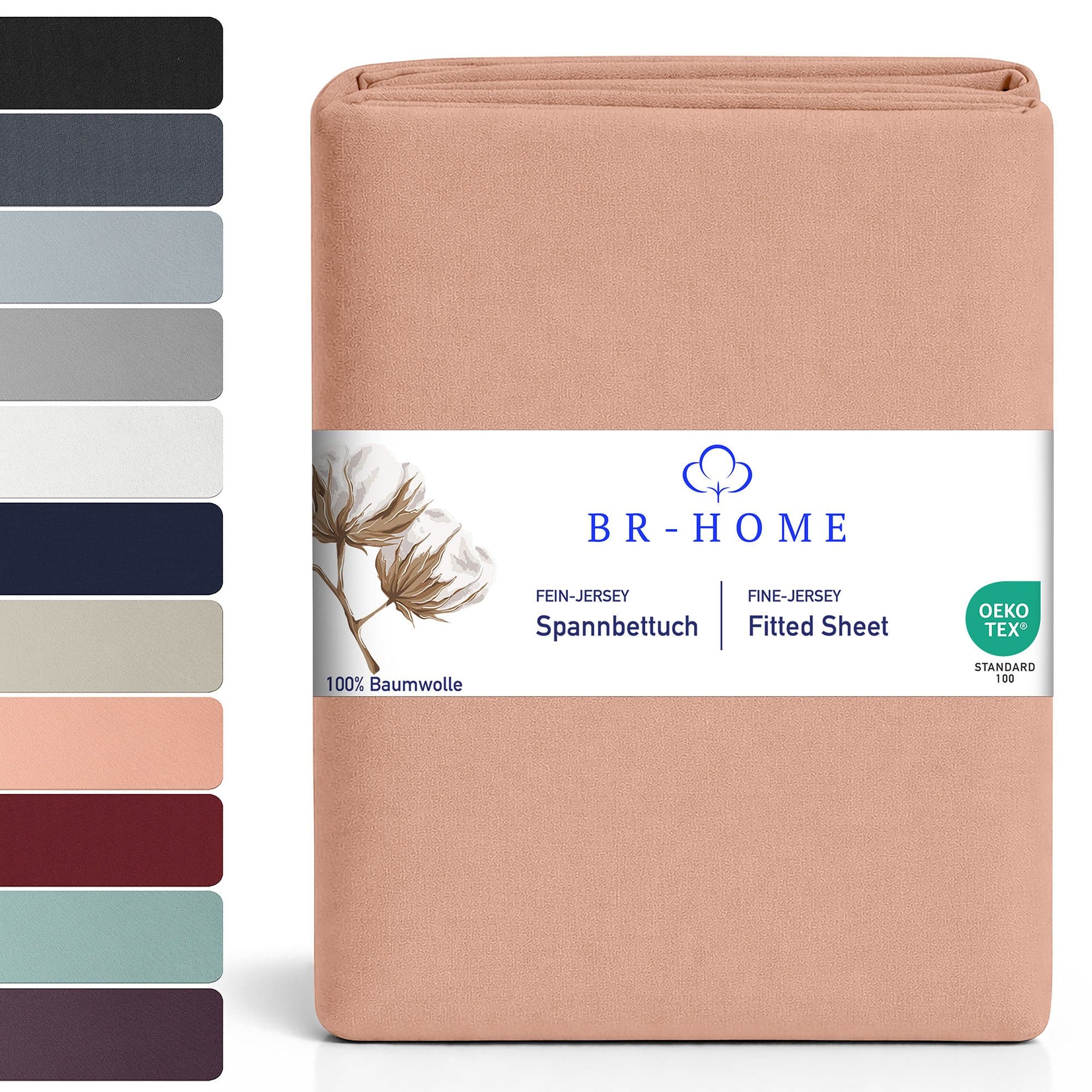 BR-Home Spannbettlaken Rosa 100% Baumwolle Jersey