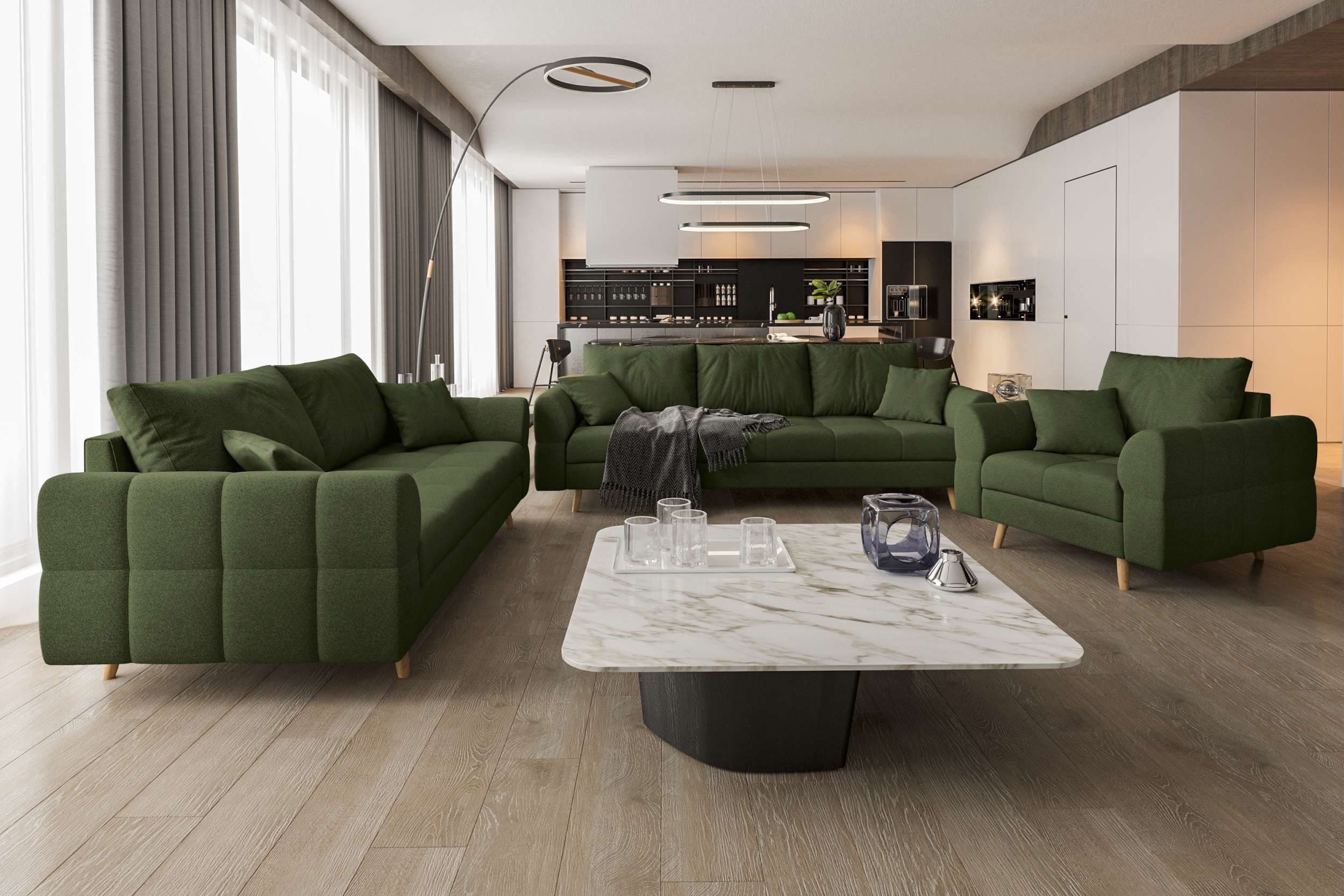 99rooms Polstergarnitur Bello 3-tlg. Sofa-Set Modern Khaki - Bild 2