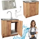STAMAR Spülenschrank Küchenschrank 80cm Sonoma Eiche Spüle Hocharmatur Siphon Set Bild 2