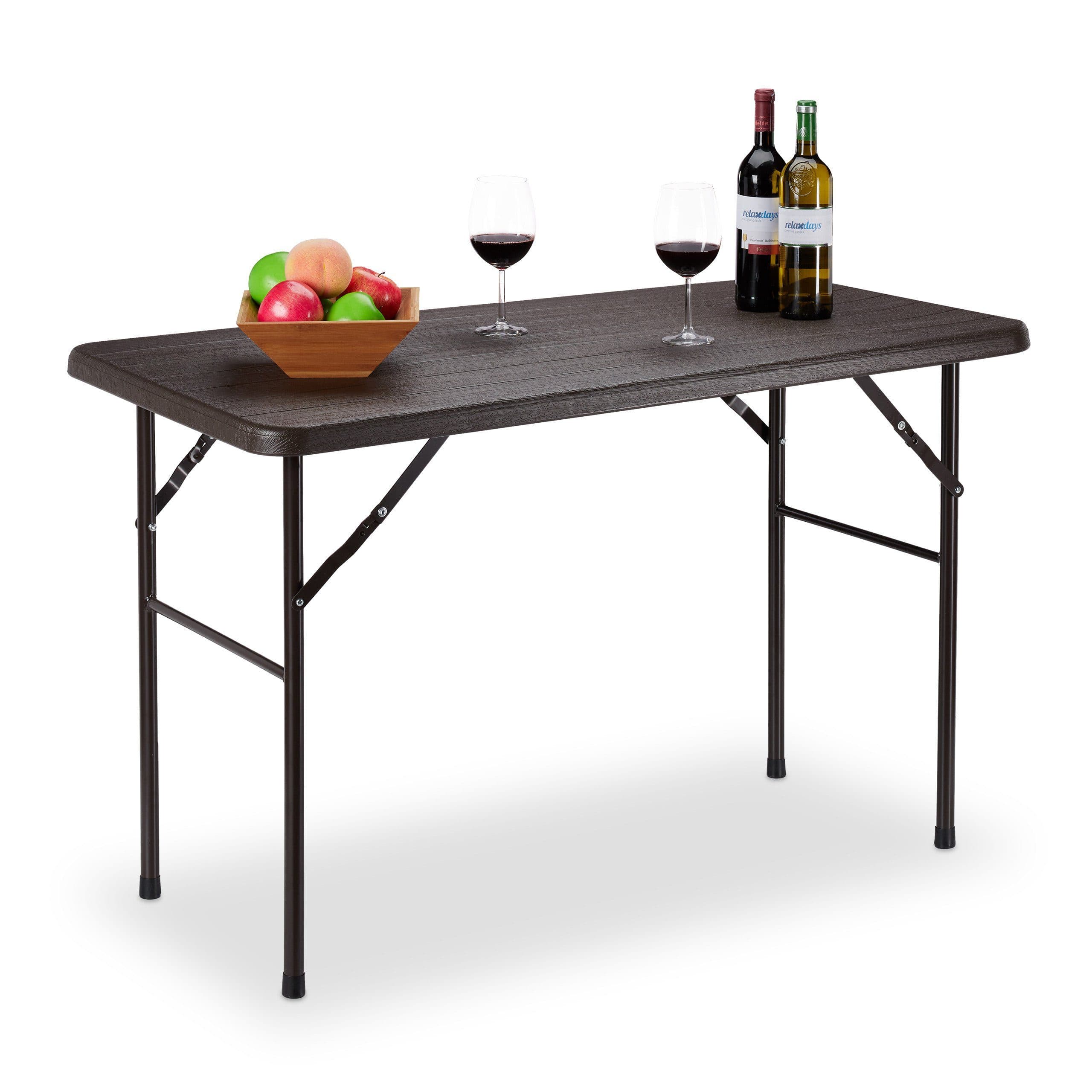 relaxdays Klapptisch Eckiger Gartentisch Holzoptik Braun - Bild 2