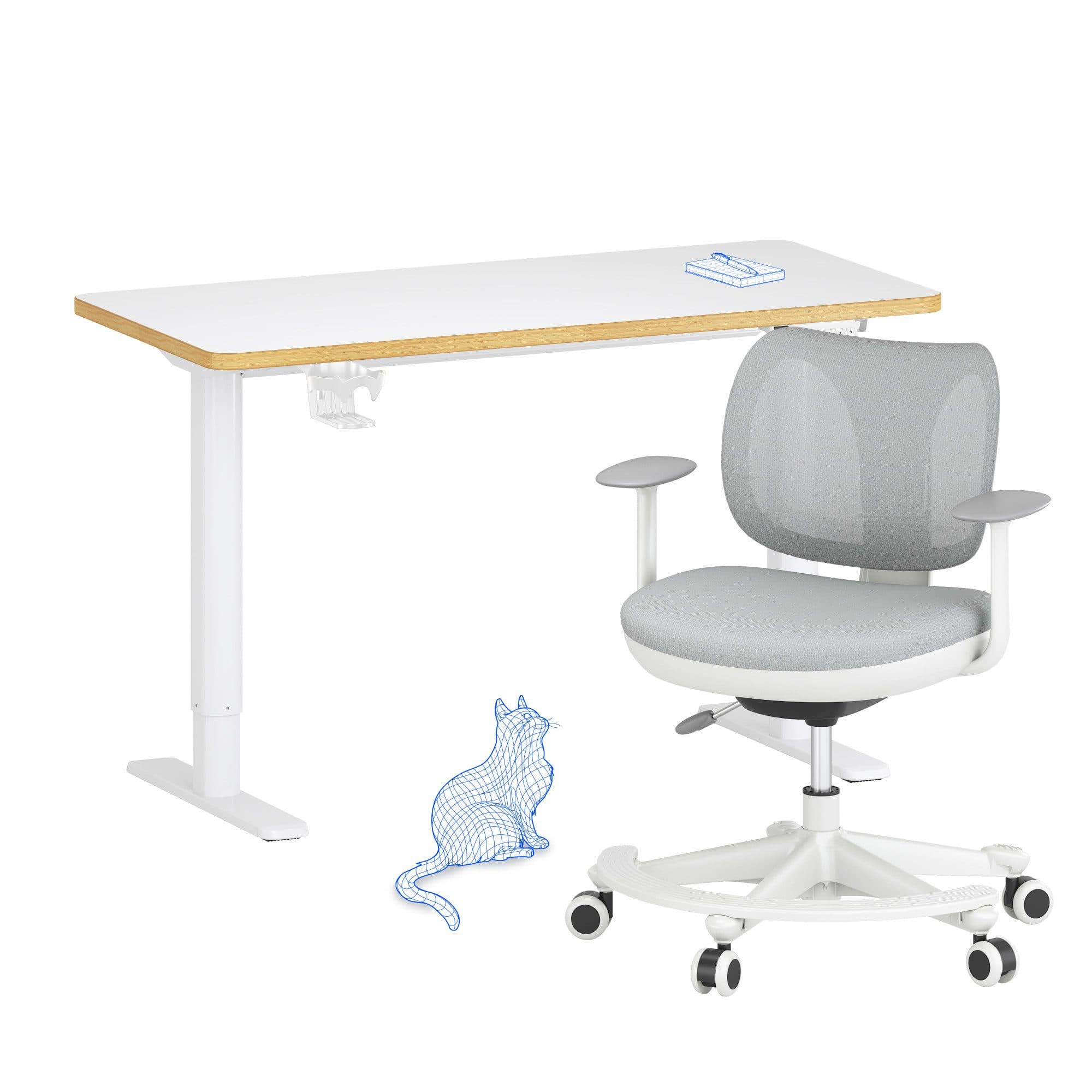 FLEXISPOT Kinderschreibtisch Höhenverstellbar 56-88 cm Weiß - Bild 2
