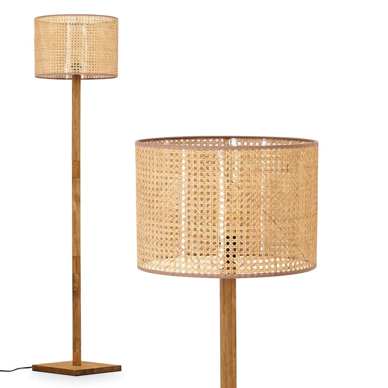 hofstein Stehlampe Boho-Style Holz/Wienergeflecht Beige - Bild 2