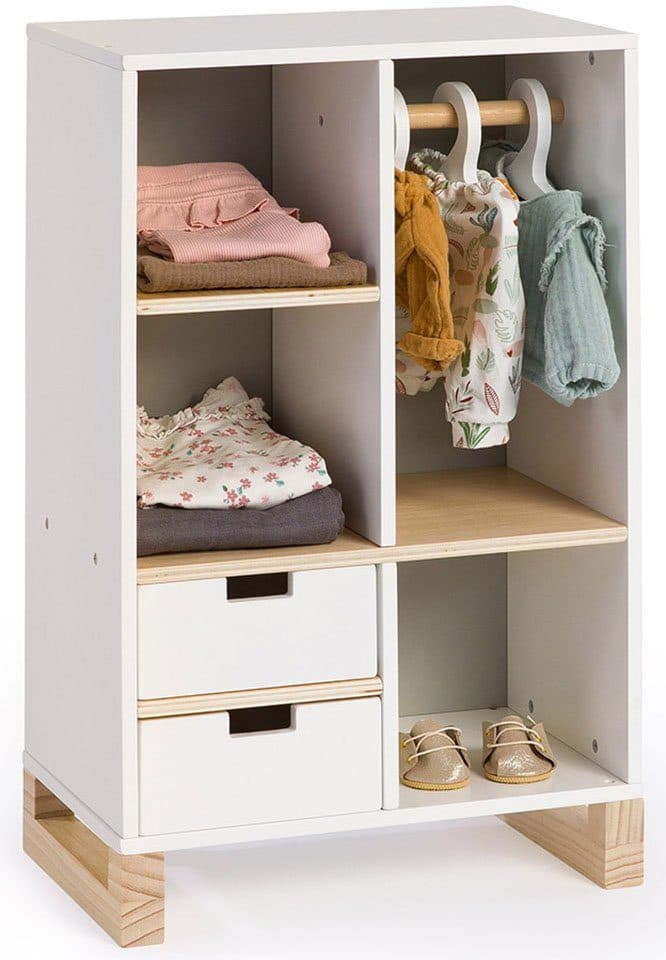 MUSTERKIND® Puppenkleiderschrank Viola Weiß/Natur/Grau Skandi-Look - Bild 2