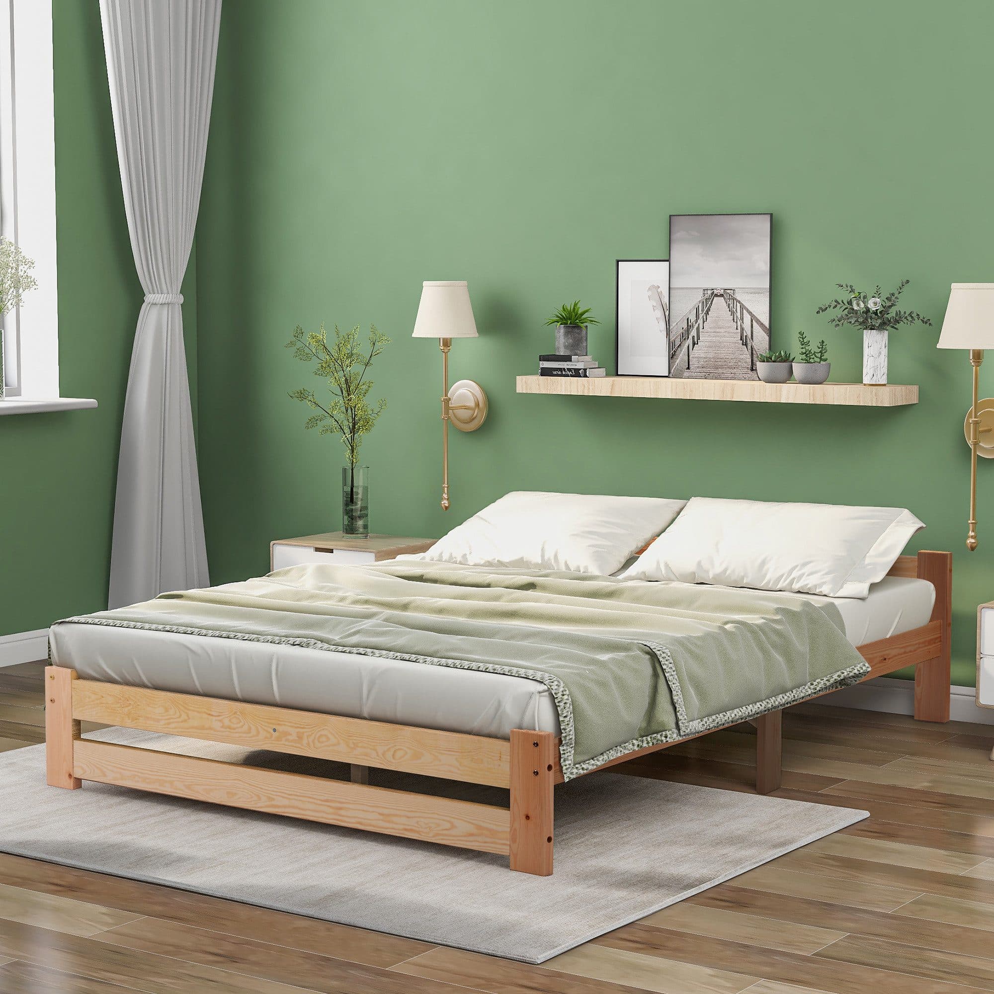 Flieks Futonbett Doppelbett Massivholz mit Kopfteil und Lattenrost - Bild 2