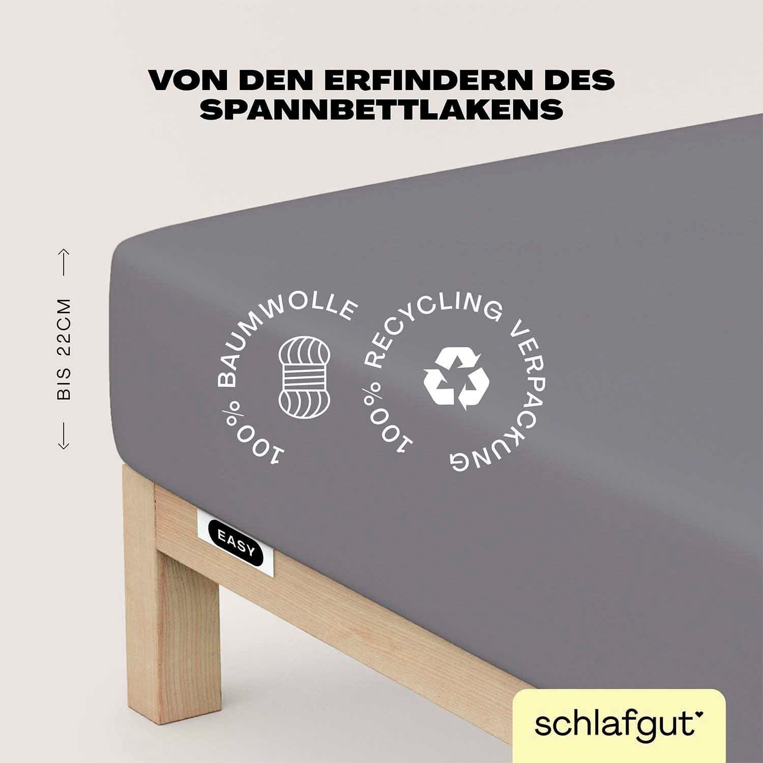 SCHLAFGUT Spannbettlaken EASY JERSEY Grau 100% Baumwolle Jersey - Bild 2