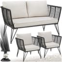 tectake Garten-Loungeset 3-tlg. Wetterfest Polyrattan Bild 2