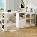 Flieks Bartisch 360° drehbar mit Sideboard Weiß ausziehbar Bild 2