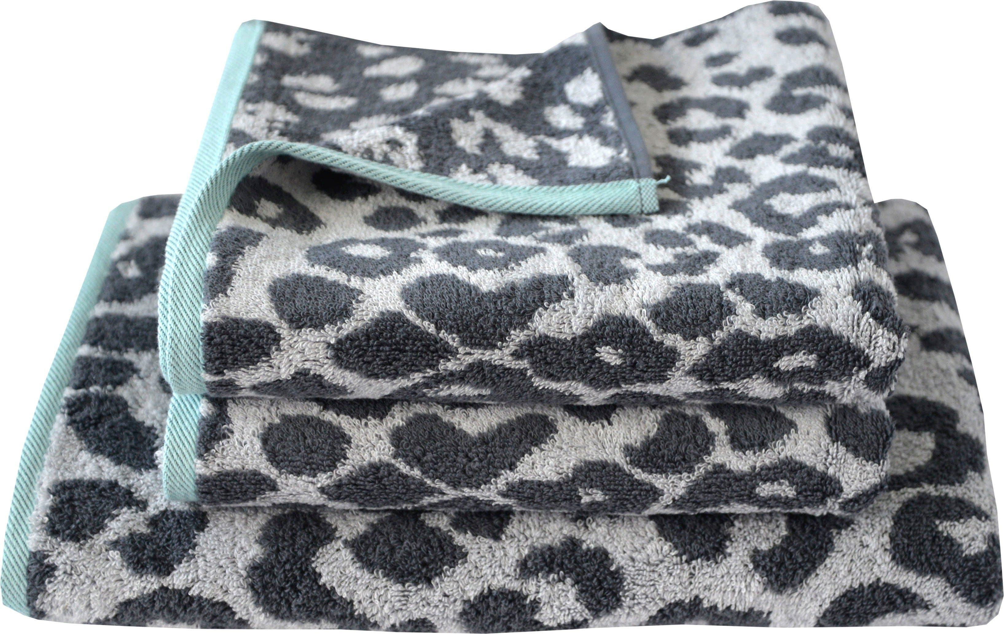 Handtuch Set DYCKHOFF Cool Mint Leo 3-tlg. Graphit/Mint Walkfrottier - Bild 2