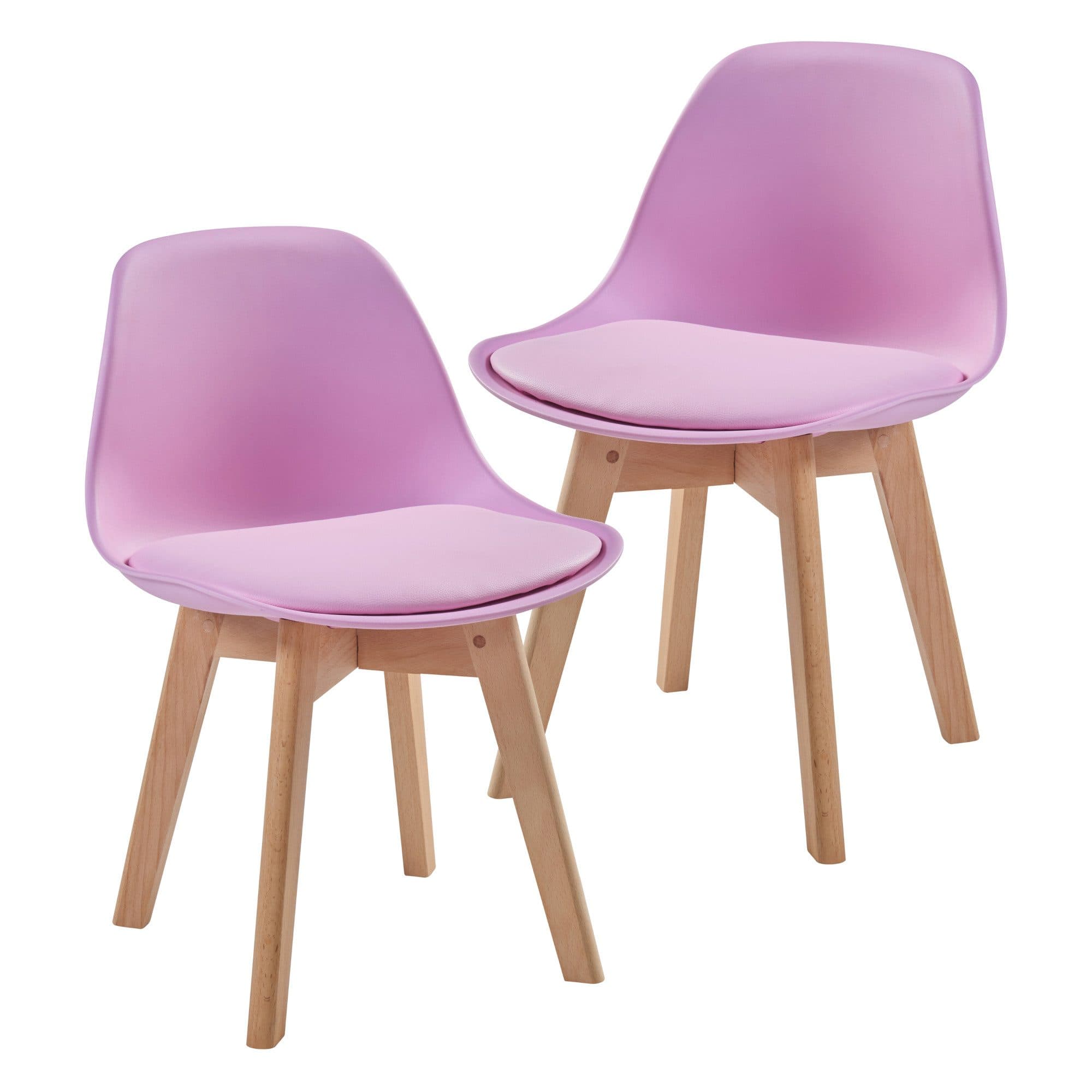 en.casa Kinderstuhl Elvdal 2er Set Rosa Gepolstert - Bild 2