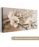 OneMillionCanvasses Leinwandbild Blumen Panorama Beige 40x20 cm Bild 2