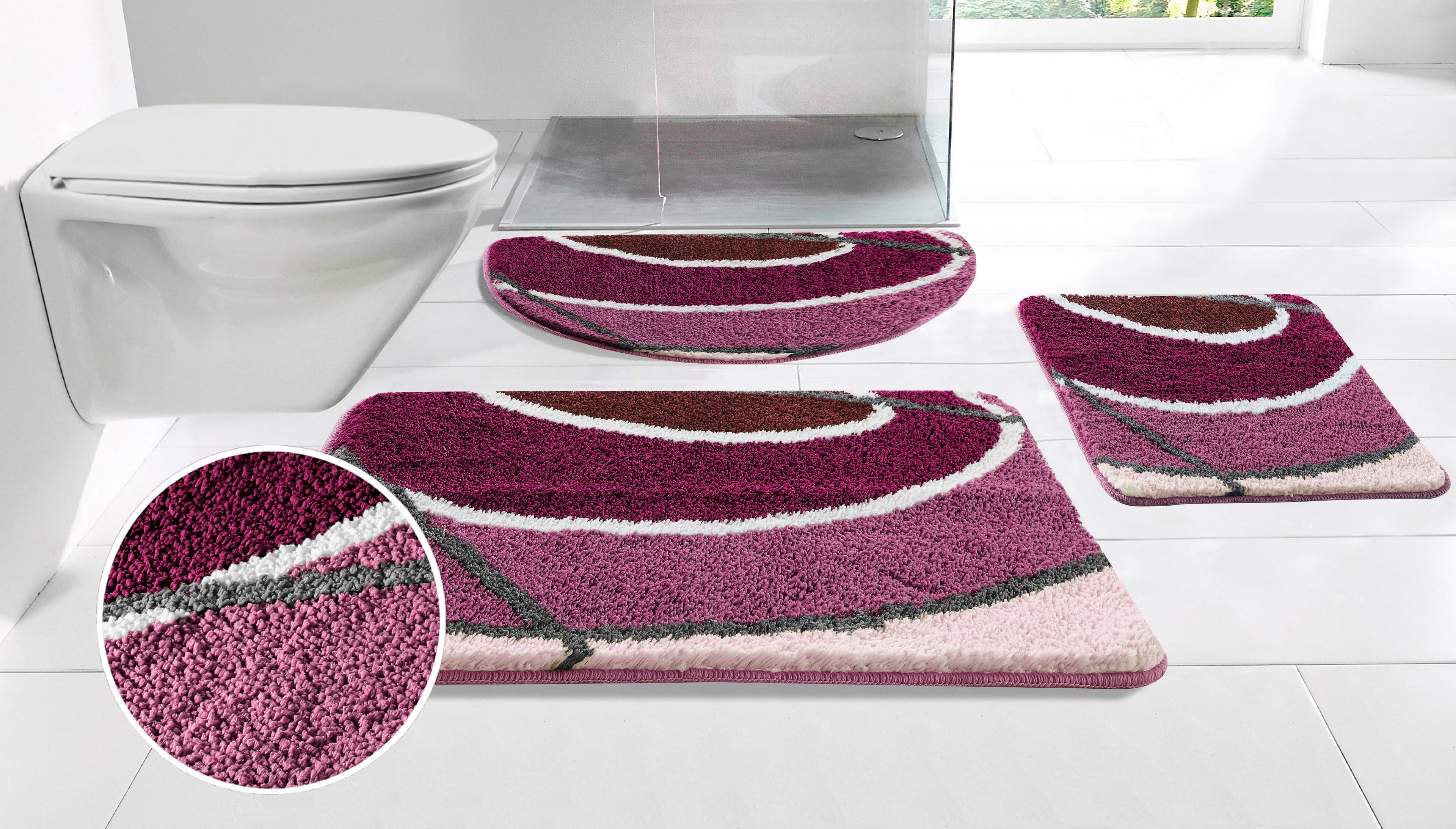my home Badematte Juna mit Muster, Badvorleger, Badezimmer Teppich, Duschvorleger, Höhe 20 mm, rutschhemmend beschichtet, strapazierfähig, Polyester, rechteckig, besonders weich, Design, Badematten, Badteppich - Bild 2