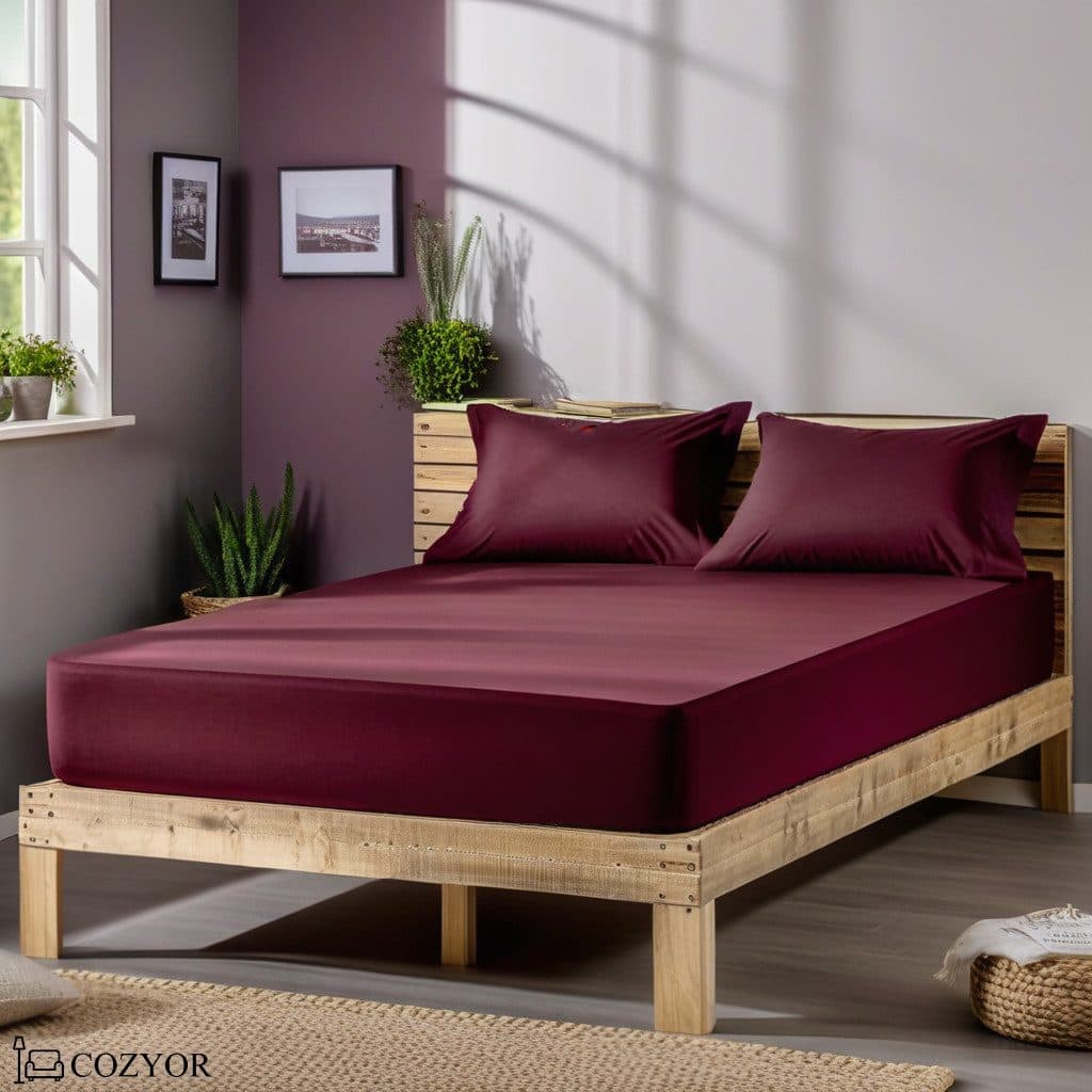 Cozyor Spannbettlaken 2er Set weich Mikrofaser bordeaux - Bild 2