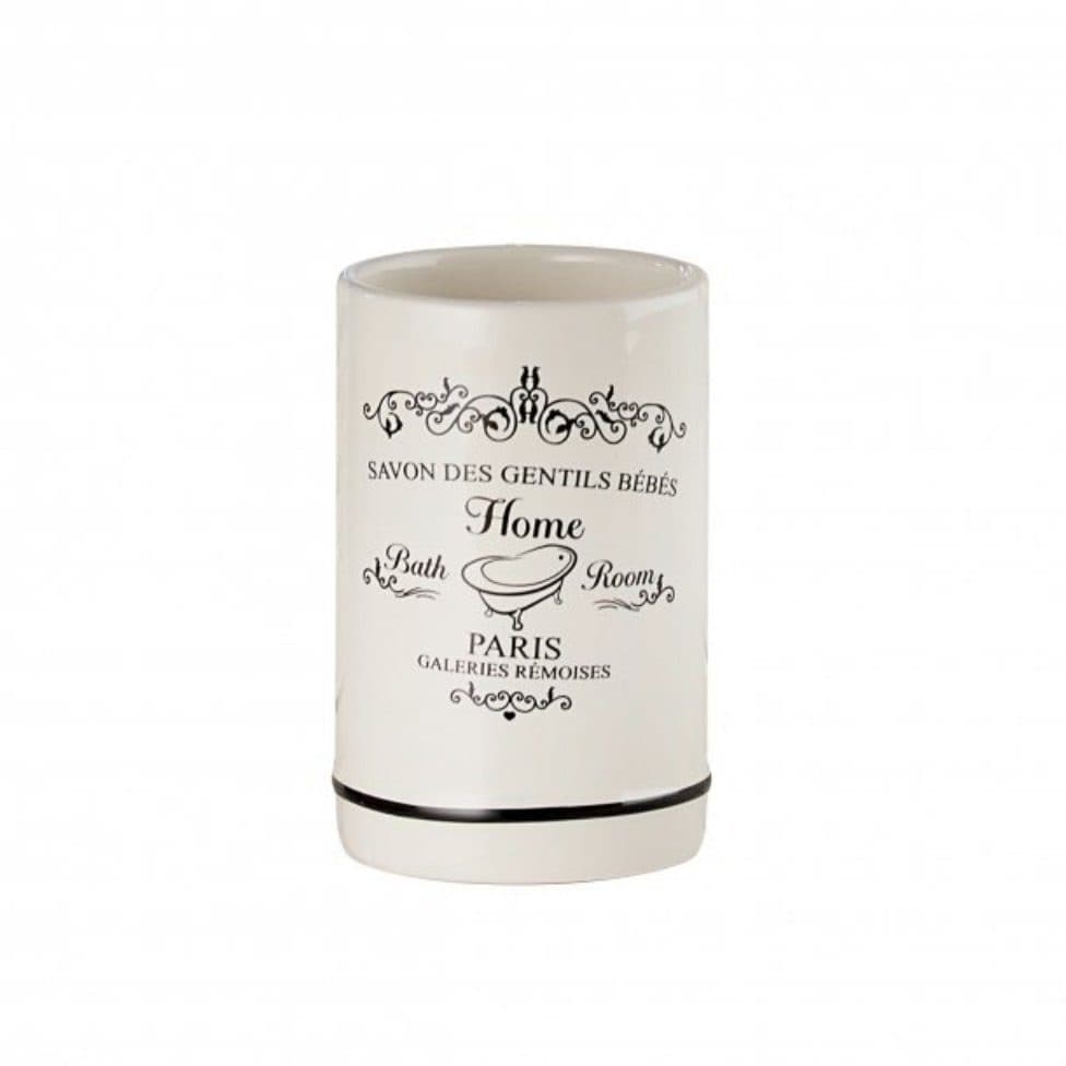 axentia Zahnputzbecher Paris Steingut mit Sticker