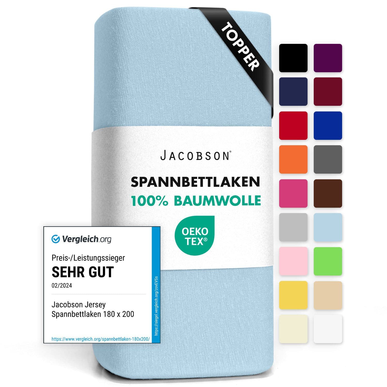 Jacobson Topper-Spannbettlaken 100% Baumwolle Jersey OEKO-TEX® - Bild 2
