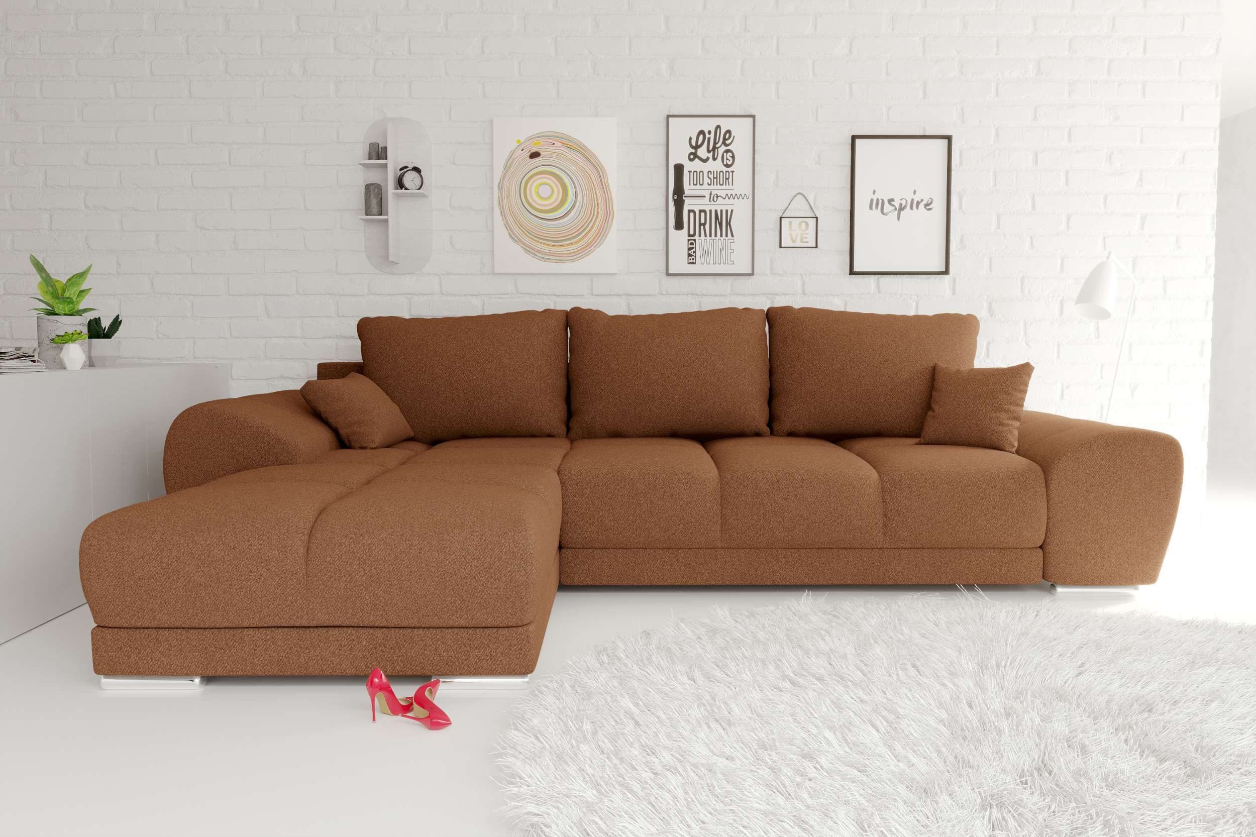 99rooms Ecksofa Antalya L-Form Eckcouch mit abnehmbaren Kissen, Schlaffunktion, Strukturstoff NEVE