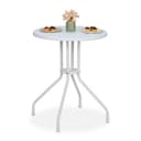 relaxdays Runder Gartentisch Rattanoptik Weiß Kunststoff Bild 2
