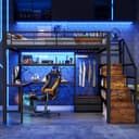 Flieks Hochbett Metall mit Schreibtisch & LED Bild 2