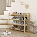 HOMCOM Schuhregal Bambus 12 Paar Naturholz Organizer Bild 2