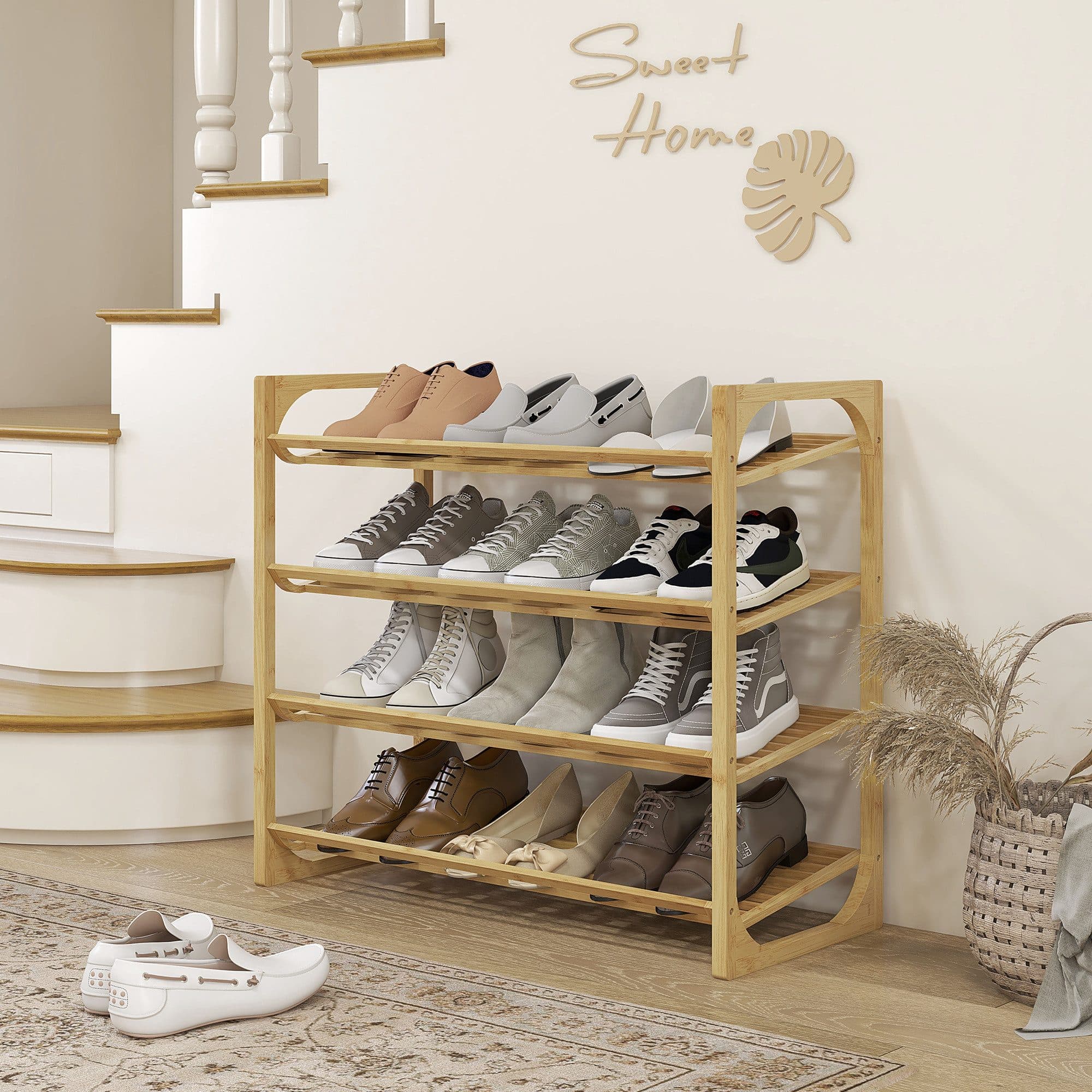 HOMCOM Schuhregal Bambus 12 Paar Naturholz Organizer - Bild 2