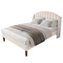 Flieks Polsterbett Doppelbett Massivholz Samt Beige Bild 2