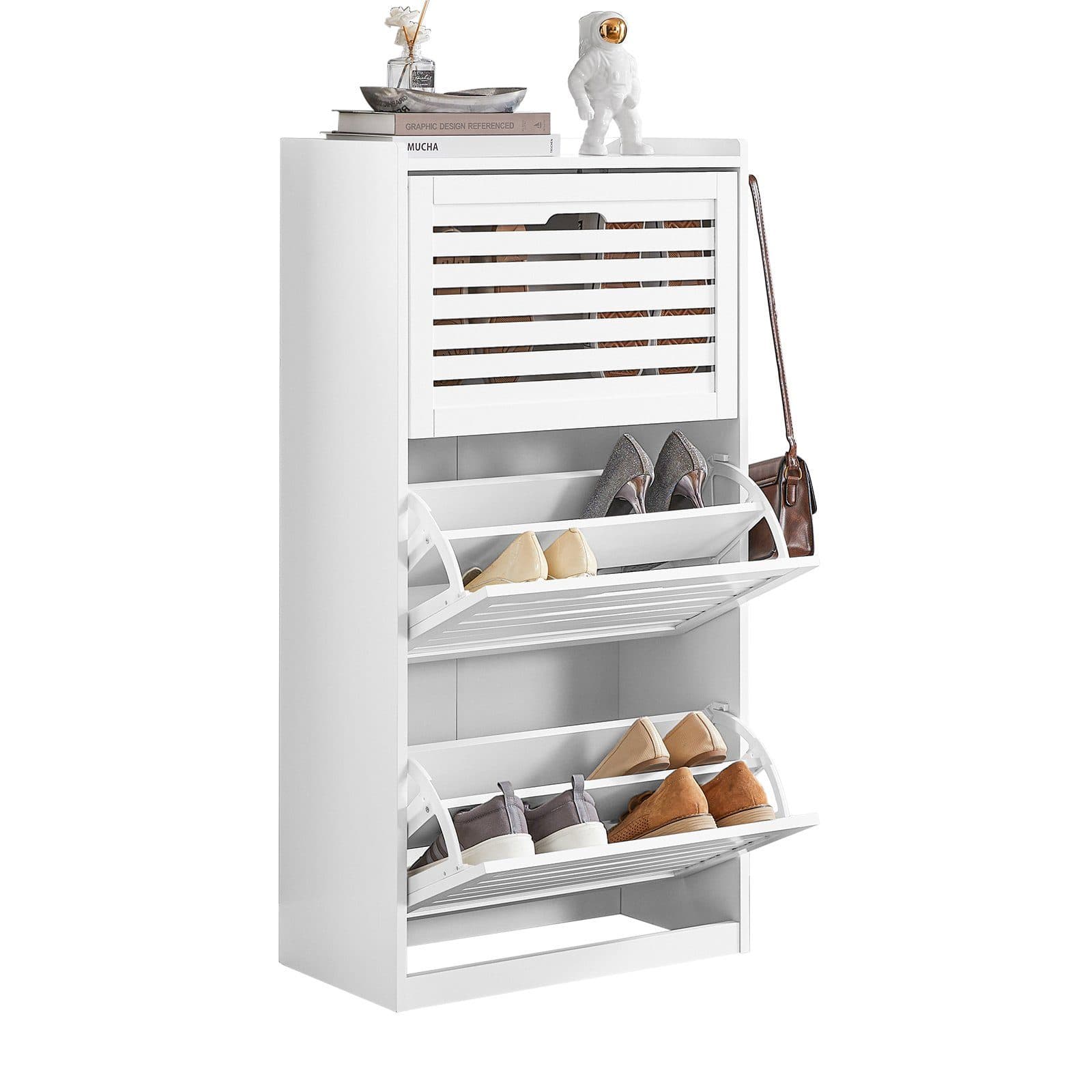 SoBuy Schuhschrank FSR108 Weiß 3 Klapptüren Schuhkommode - Bild 2