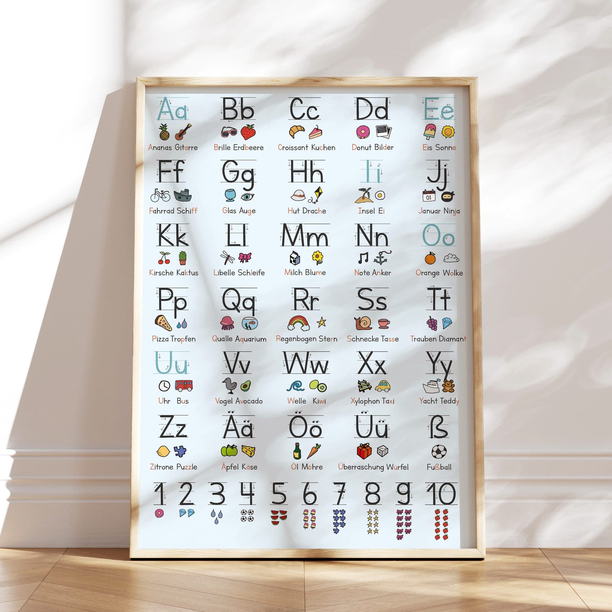 MeinBaby123® Poster Grundschrift ABC Alphabet Kinder Schwarz/Blau A2 - Bild 2