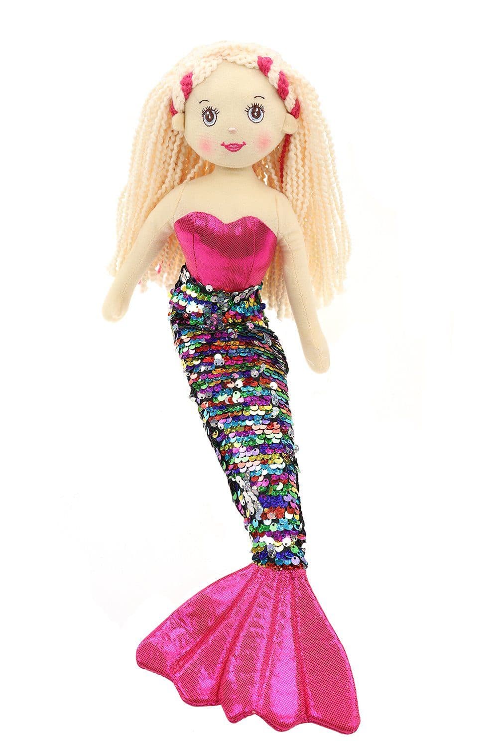 ELLUG Stoffpuppe Meerjungfrau 45cm Glitzerstoff & Pailletten
