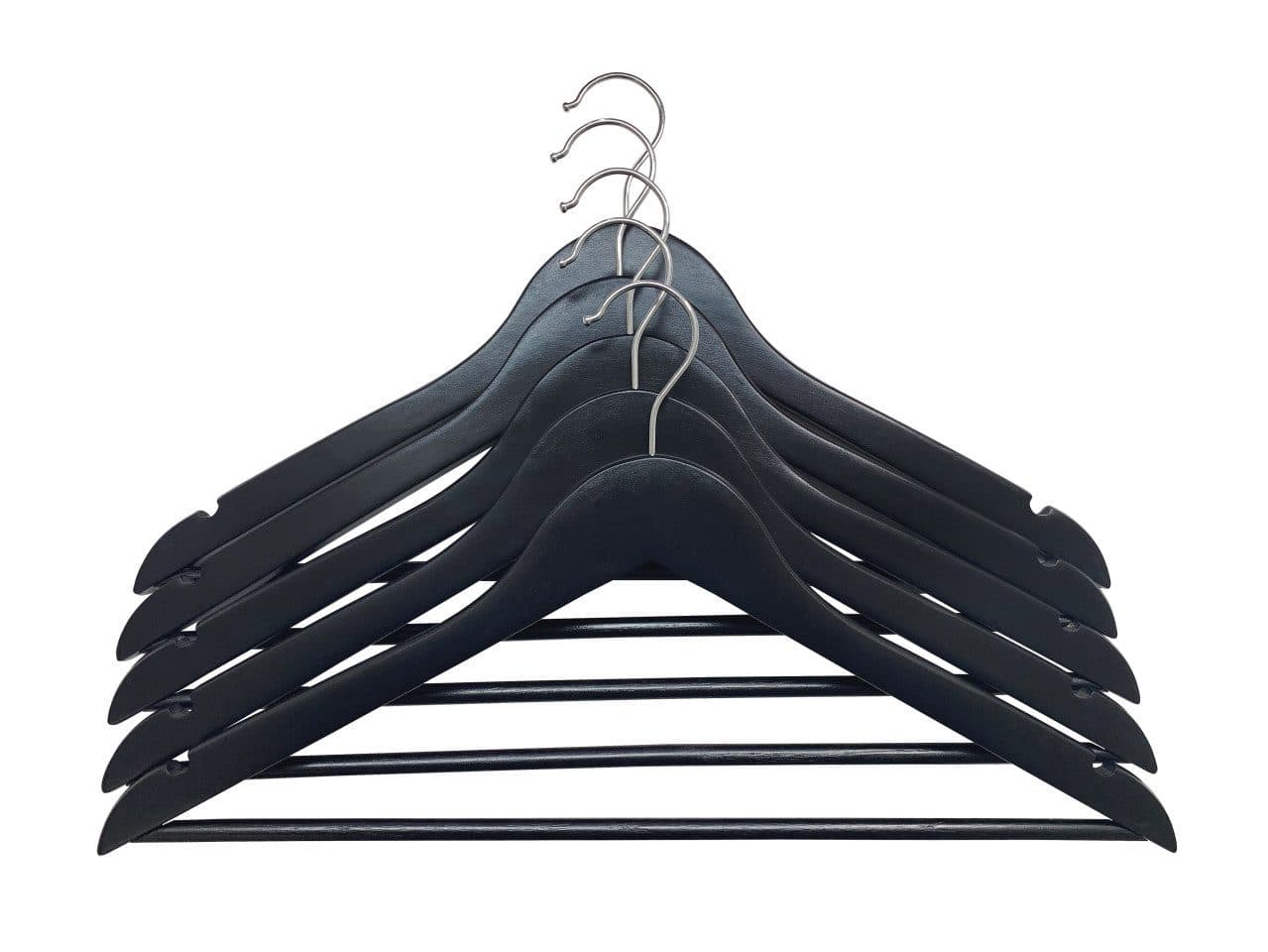 Trend Line Kleiderbügel mit Steg 5er Pack Holz Schwarz