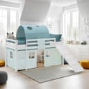 Homestyle4u Hochbett mit Rutsche und Tunnel Komplettset Weiß Mint Bild 2