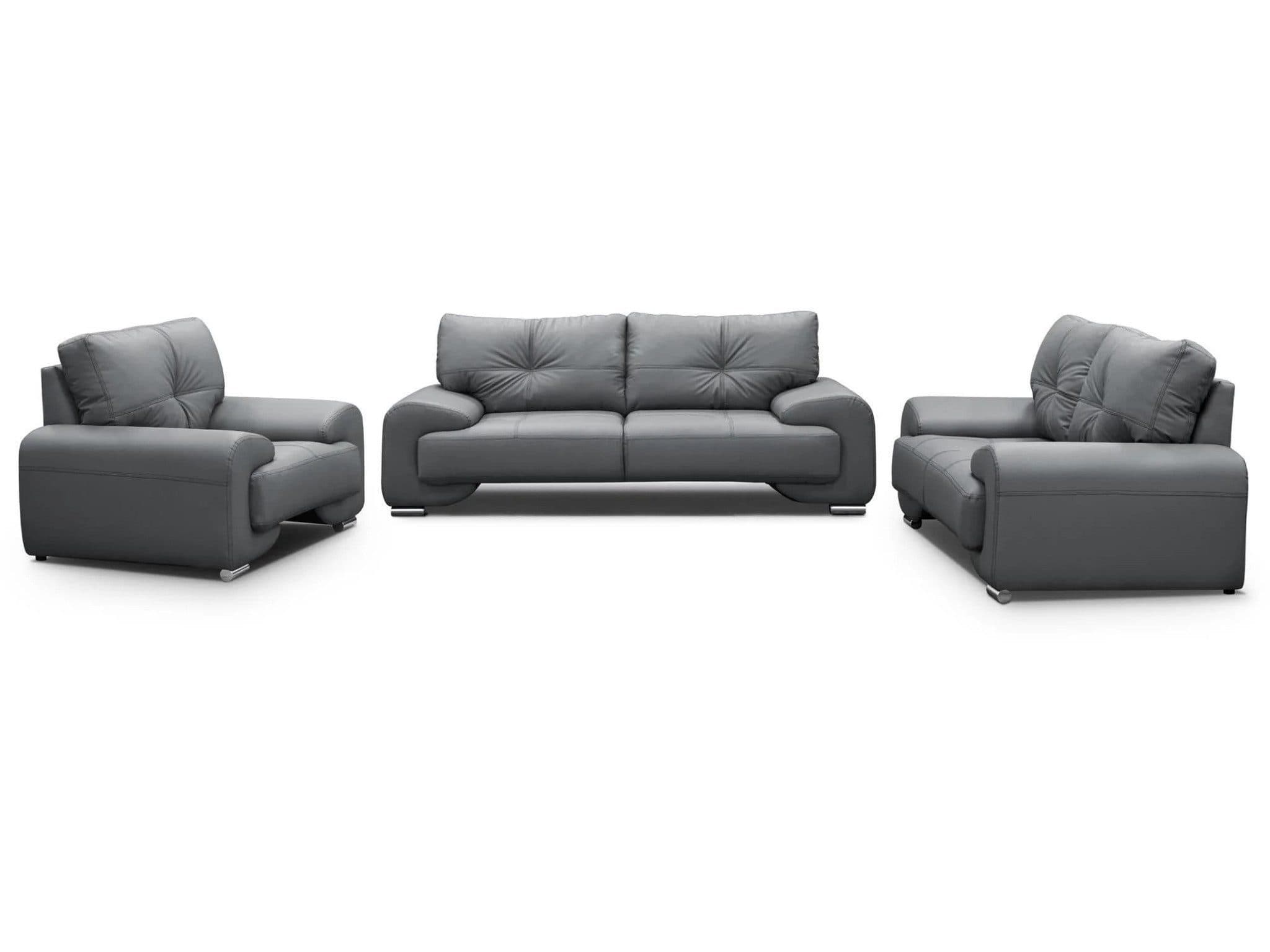 Beautysofa Polstergarnitur OMEGA 3+2+1 Grau Kunstleder Wohnzimmer-Set - Bild 2