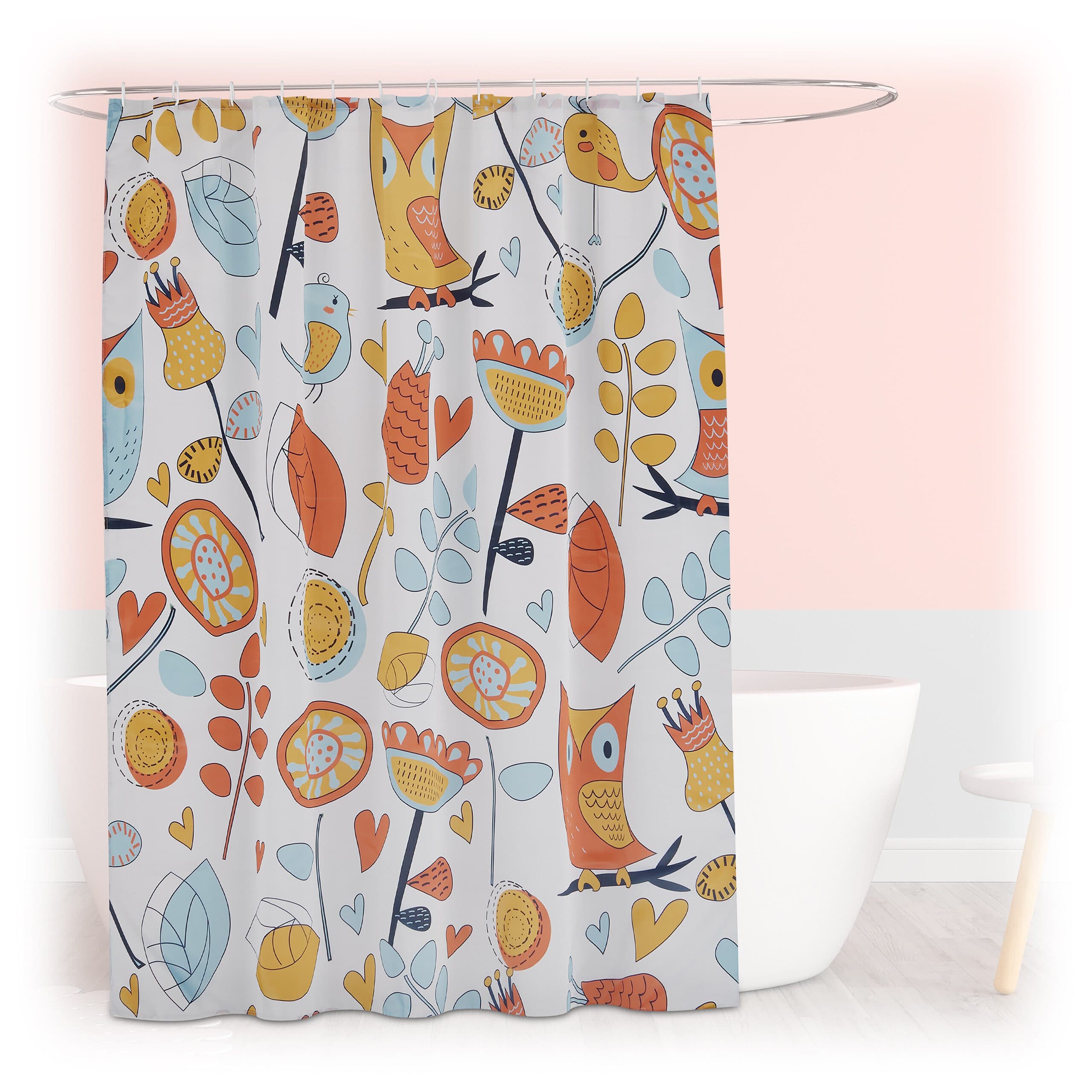 relaxdays Duschvorhang Eulen Motiv Polyester Wasserabweisend - Bild 2