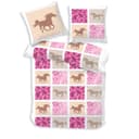 Träumschön Bettwäsche Premium Set 135x200 cm Karo Pferd Rosa Baumwolle Bild 2