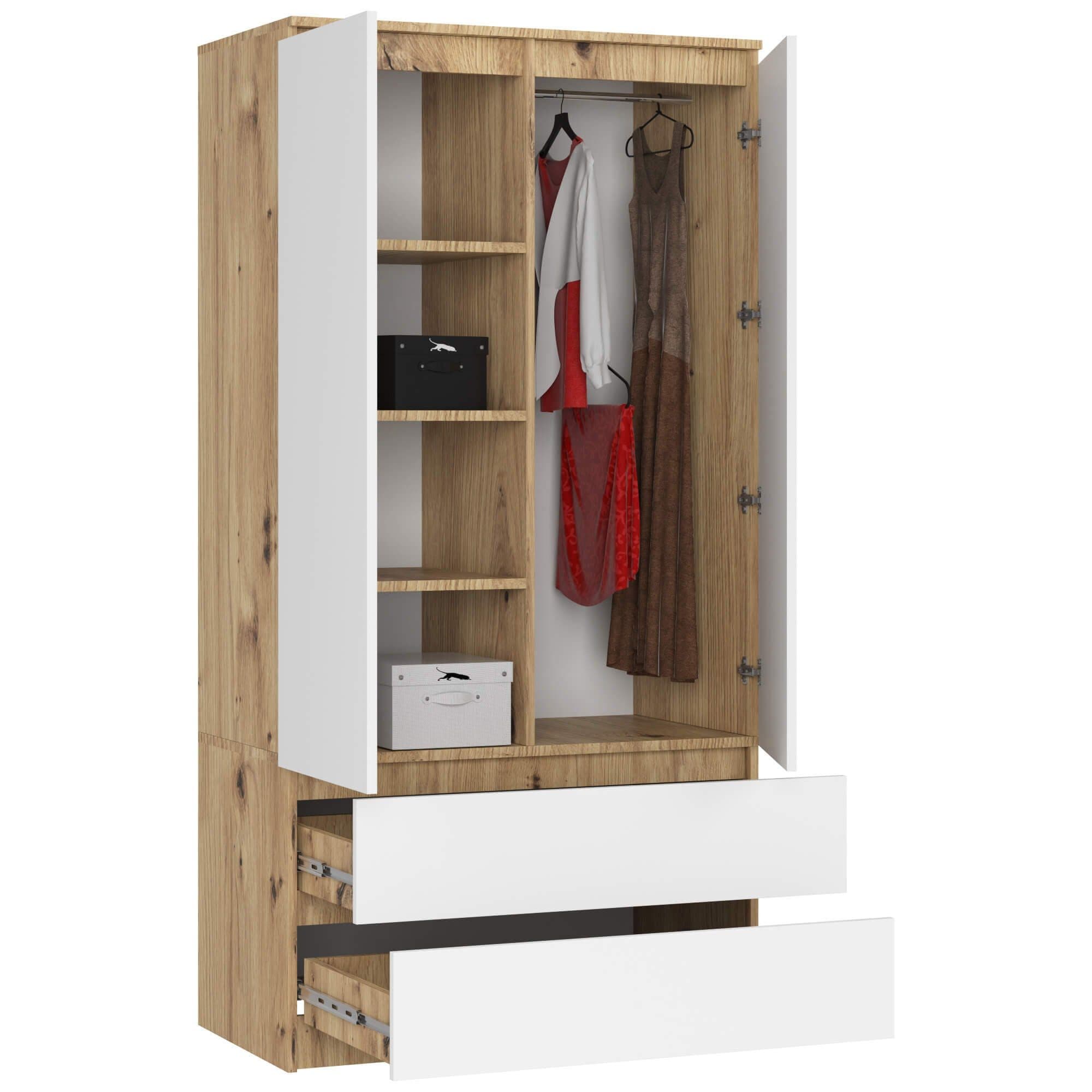 Raumhirsch Furniture Kleiderschrank Moderner Kleiderschrank - Stilvoller Stauraum - Eiche Dekor Hochwertiger Korpus in Eiche-Dekor, zwei Türen, Maße: 90 x 180 x 51 cm - Bild 2