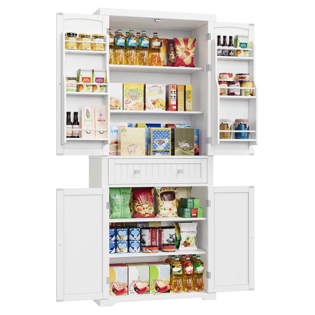VASAGLE Buffet Küchenschrank Weiß MDF - 4 Ablagen & 6 Türfächer