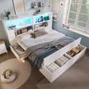 REDOM Kinderbett Funktionsbett mit LED, USB-Ladung & Stauraum, weiß Bild 2