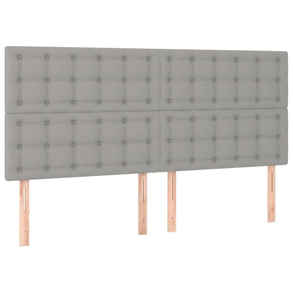 vidaXL Bett Kopfteil Hellgrau Stoff Lärchenmassivholz - Bild 2