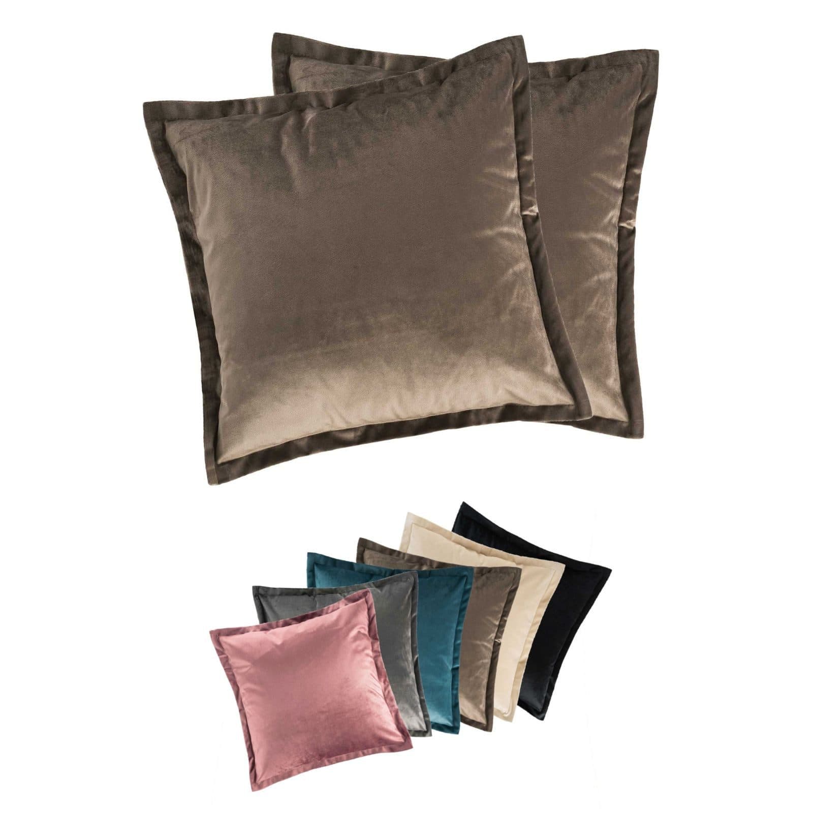 MOON Heimtextilien Kissenhülle 2er Pack 40x40 cm Samt Optik Taupe - Bild 2