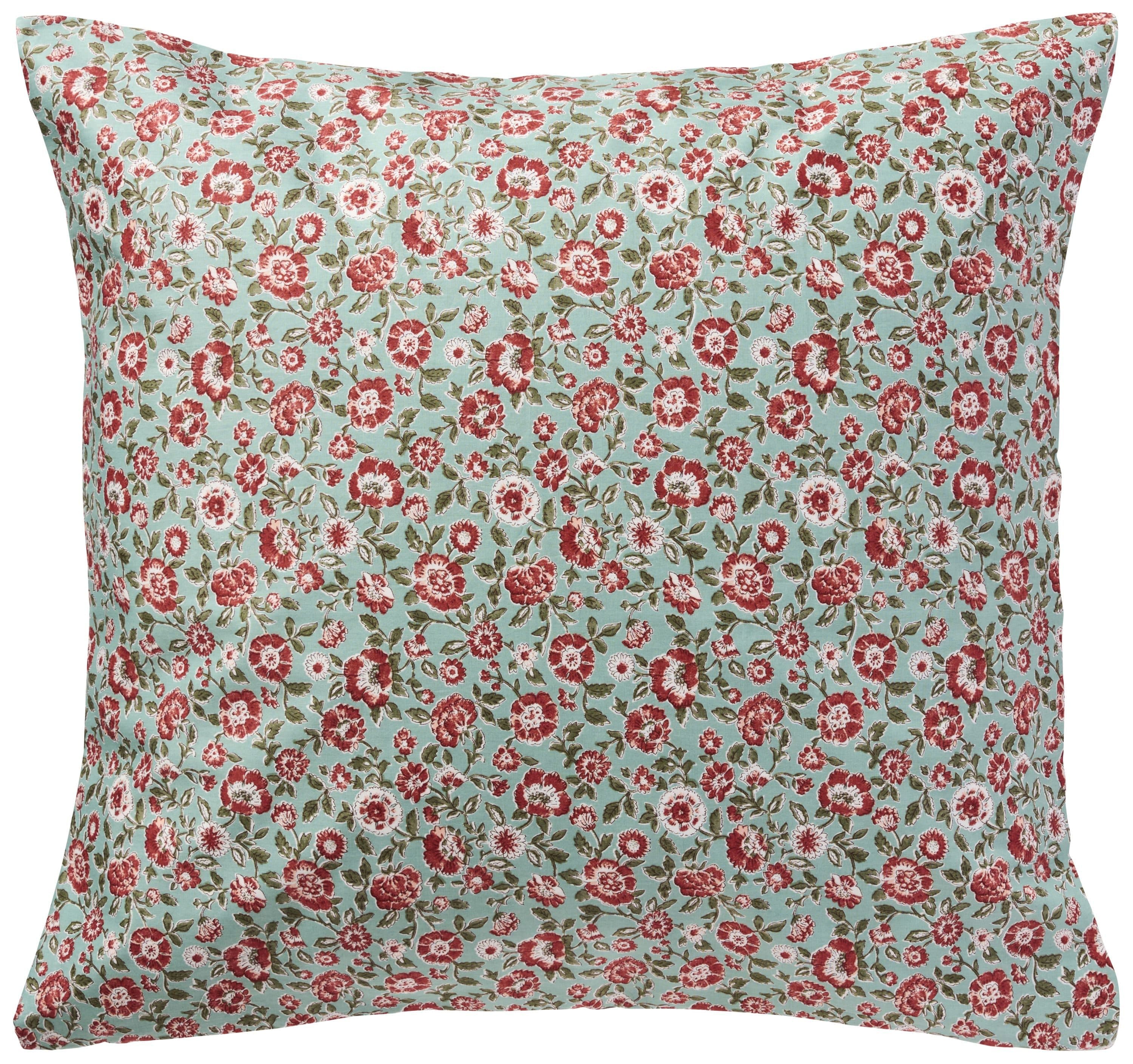 Ib Laursen Kissenbezug 60x60cm Grün Rost Blumenmuster Baumwolle - Bild 2