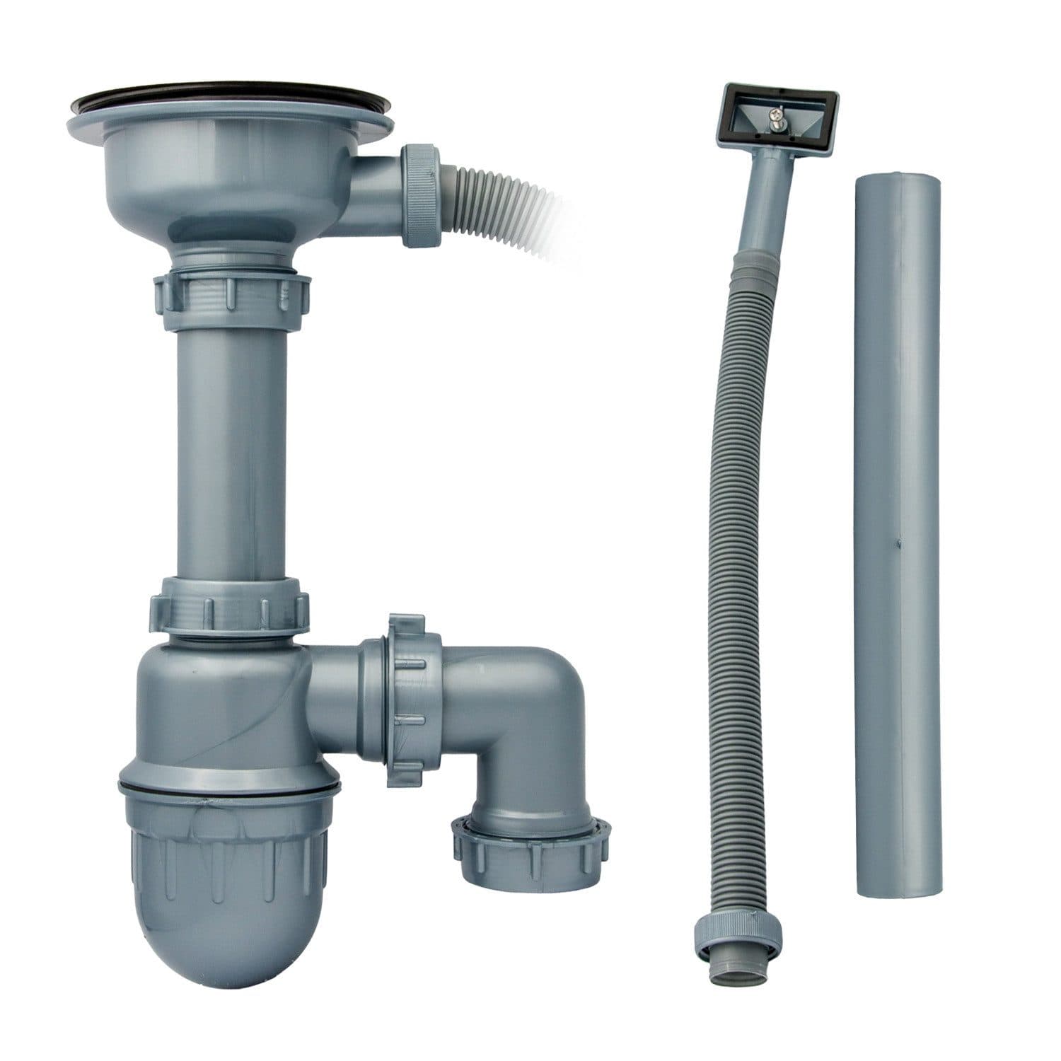 Stabilo Sanitär Siphon 1 1/2 Zoll Grau Edelstahl mit Geräteanschluss - Bild 2