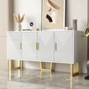 IDEASY Sideboard 4-Türen Hochglanz Goldgriffen Weiß Bild 2