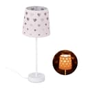 relaxdays Nachttischlampe Kinder Rosa mit Herz-Motiv Stoffschirm Bild 2
