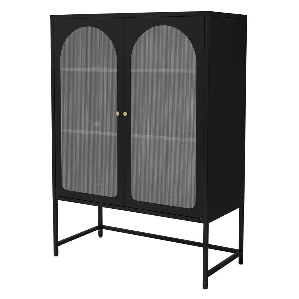 ML-DESIGN Vitrinenschrank Schwarz mit Rosegold Akzenten Stahl - Bild 2