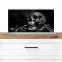 KitchenYeah Küchenrückwand Totenkopf Rauch Schwarz Weiß Spritzschutz Bild 2