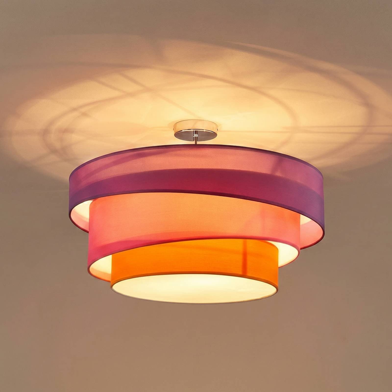 Lindby Deckenlampe Melia Violett/Pink/Orange Textil Ø56cm - Bild 2