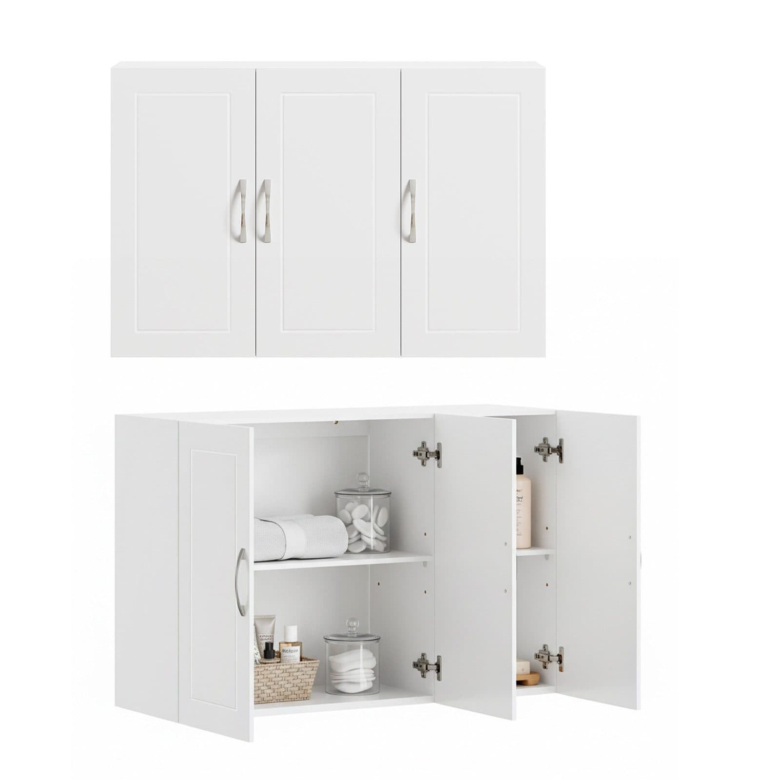 SoBuy Hängeschrank FRG231 Wandschrank Badezimmerschrank Küchenschrank Badschrank mit 2/3 Türen, mit verstellbaren Ablagen - Bild 2