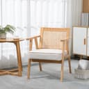 HOMCOM Relaxsessel Creme Leinenoptik mit Armlehnen und Sitzkissen Bild 2