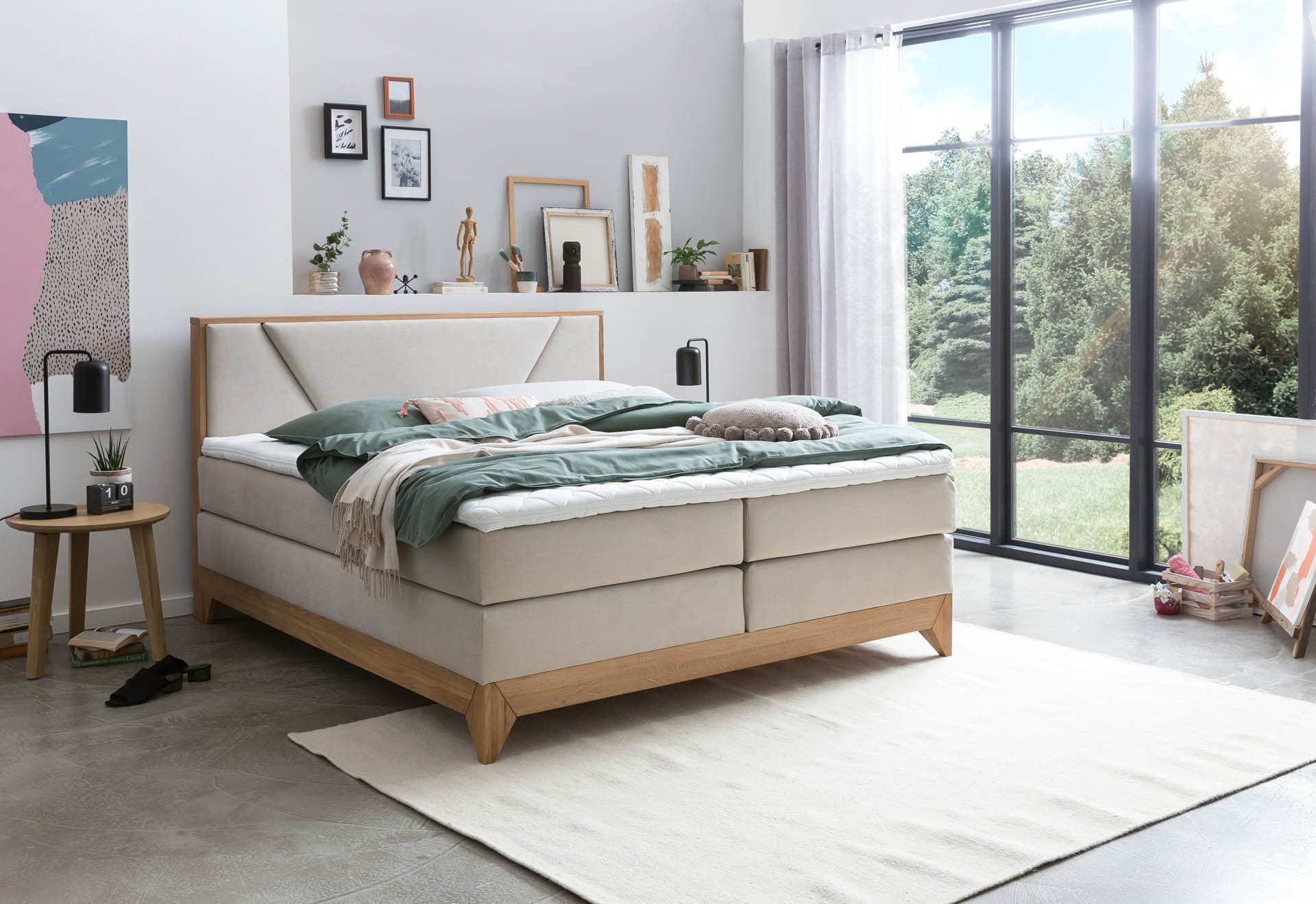 Belanoti Boxspringbett Riviera Eiche 180x200 cm mit Visco-Topper - Bild 2