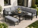 MeXo Gartenlounge-Set Aluminium Eck 5-tlg. Grau mit Kissen Bild 2