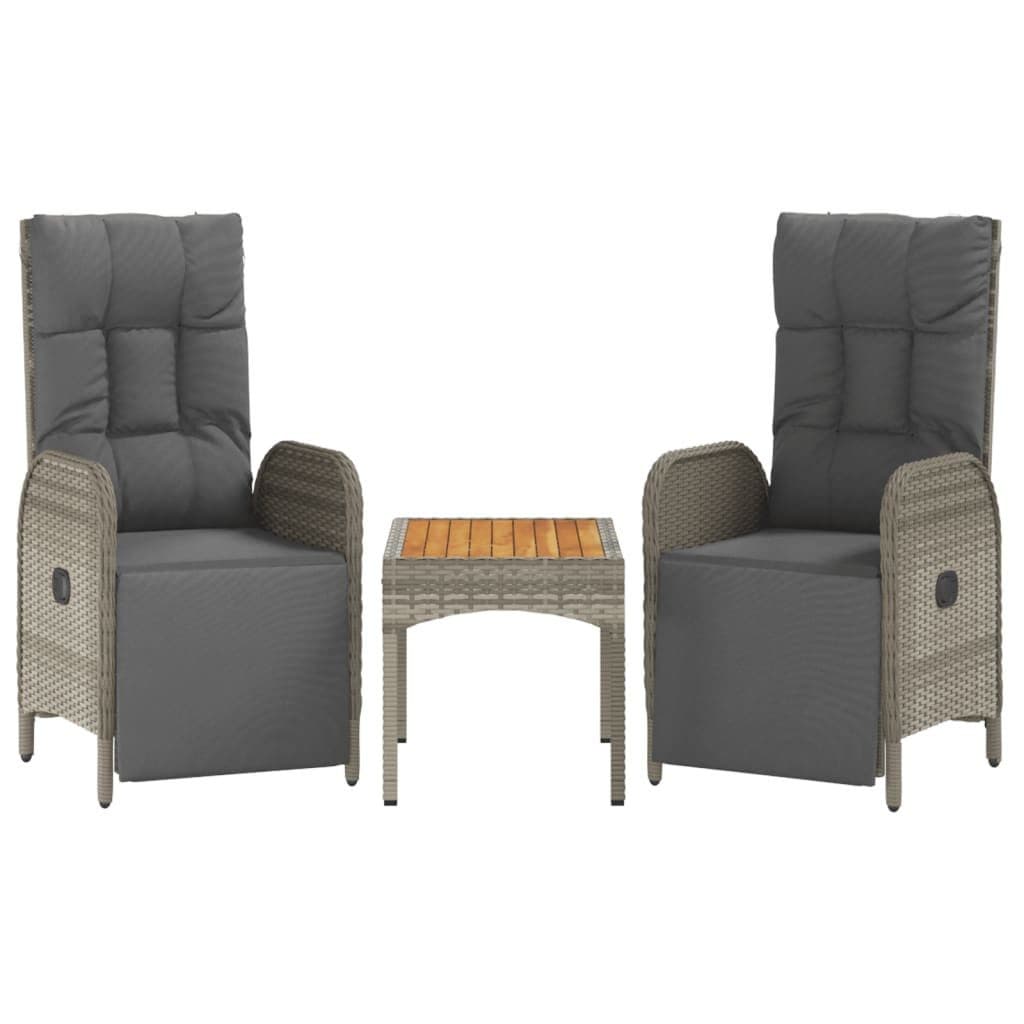 vidaXL Gartenstuhl-Set 2-tlg. mit Tisch Grau Poly Rattan - Bild 2